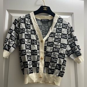 Mo & Co women's Jacquard Contrast knit cardigan size S